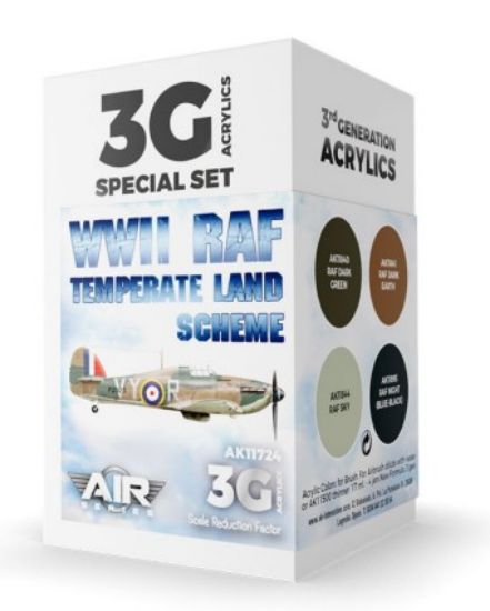 Picture of Air Series: WWII RAF Temperate Land Scheme Aircraft Acrylic Paint Set (4 Colors) 17ml Bottles