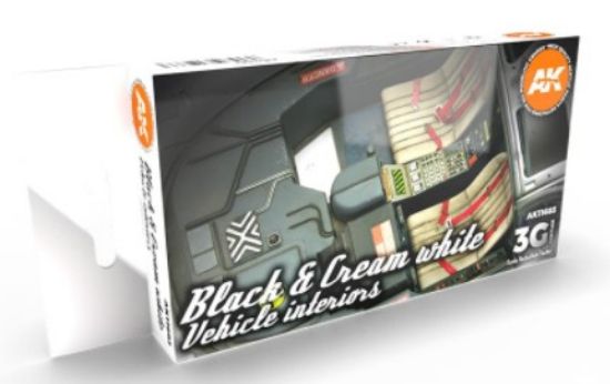 Picture of Cars & Civil Vehicles Series: Black & Cream White Interiors Acrylic Paint Set (6 Colors) 17ml Bottles