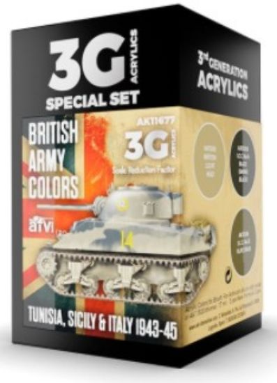 Picture of AFV Series: British Army Tunisia, Sicily & Italy 1943-45 Acrylic Paint Set (3 Colors) 17ml Bottles