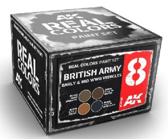 Picture of Real Colors: British Army Early 6 & Mid WWII Vehicles Acrylic Lacquer Paint Set (4) 10ml Bottles