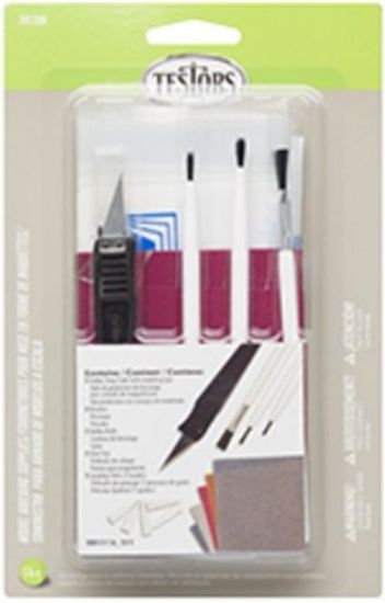 Picture of Model Building Supplies Set: Drop Cloth, Brushes, Knife, Glue Tips, Sanding Films (replaces #9111)