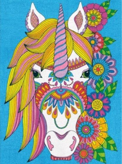 Picture of Floral Unicorn Pencil by Number (9"x12")
