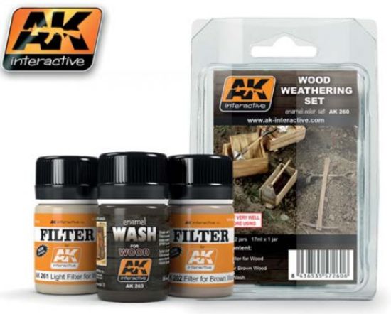 Picture of AK Interactive Wood Weathering Enamel Set 35ml Bottle (3) -- Hobby