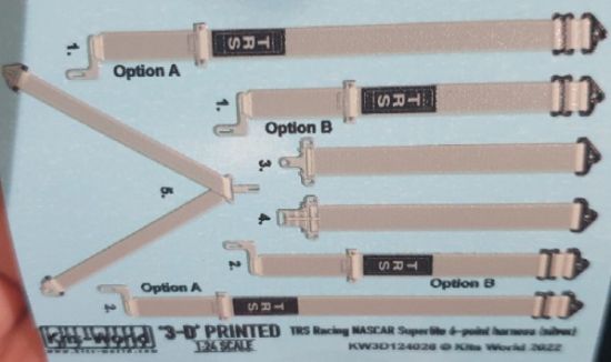 Picture of 1/24 3D Color TRS Nascar Superlite 6-Point Racing Seatbelts/Harness Silver