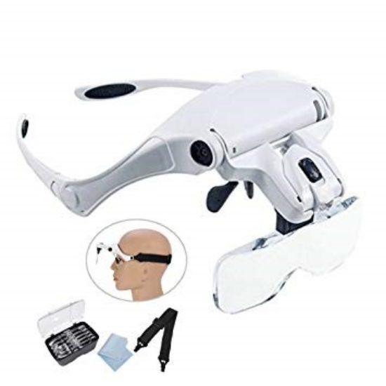 Picture of Professional 2-in-1 Illuminated Headband Magnifier w/5 Multiple Interchangeable Lens 1.0x-3.5x Power