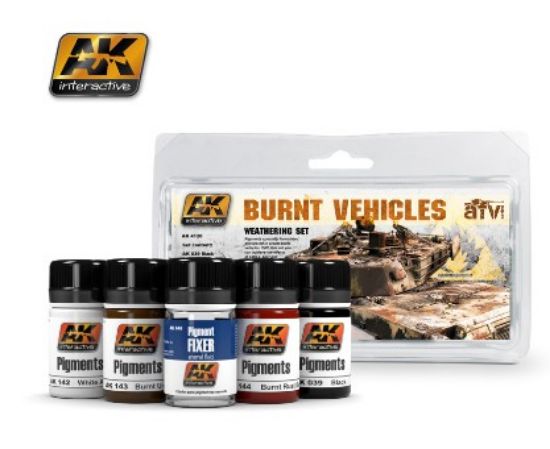 Picture of Burnt Vehicles Weathering Pigment Set, by AK Interactive, Model Pain