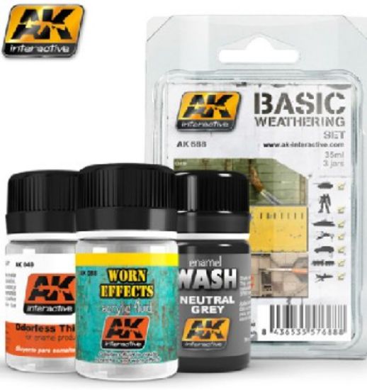 Picture of AK Interactive Basic Weathering Paint Set (49, 88, 677) -- Hobby and