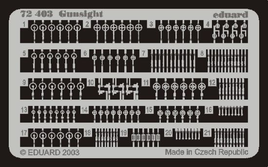 Picture of Eduard 72403 Aircraft Gunsights US UK USSR & Japan Photoetch for 1/72 Scale Kits