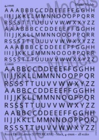 Picture of Multi-Scale Black Upper Case 4-5mm Letters Decal