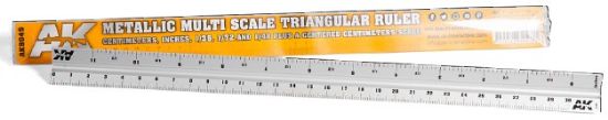 Picture of Aluminum Metallic Multi Scale Triangular Ruler (cm, inches, 1/35, 1/72, 1/48)
