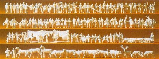 Picture of N Unpainted Railway Personnel, Workers, Animals, etc. (120) (Kit)