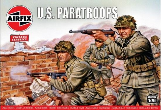 Picture of Airfix Vintage Classics WWII US Paratroops 1:76 Military Plastic Model Figures A00751V