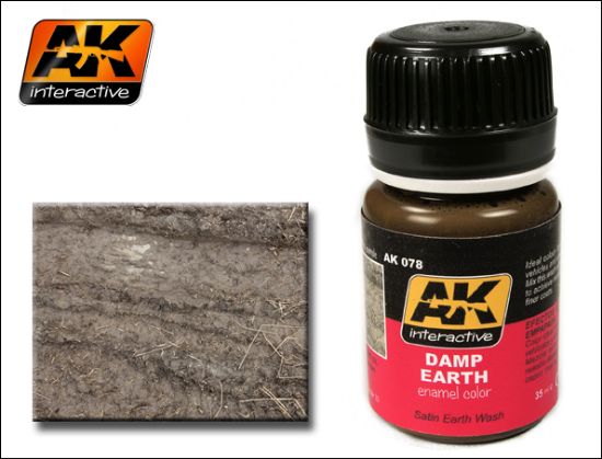 Picture of AK Interactive Damp Earth Satin Wash Enamel Paint 35ml Bottle --