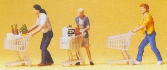 Picture of Preiser 10488 Supermarket Shoppers with Trolleys (3)