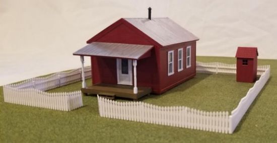 Picture of HO One-Room Schoolhouse w/Outhouse & Picket Fence Kit