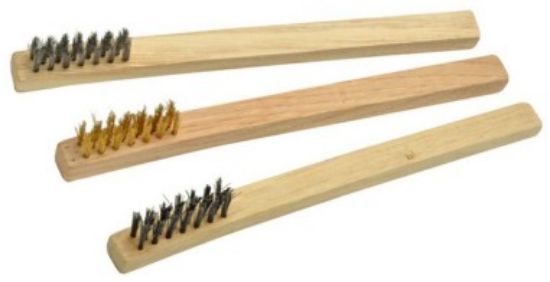 Picture of 3pc Assorted Mini Wire Brush Set w/Wooden Handles (Cd)