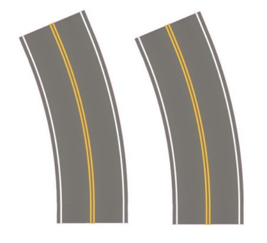 Picture of HO Easy Streets: Medium Broad Curve No Passing Roadway (2)