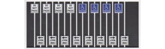 Picture of HO Misc Road Signs (4ea Do Not Pass, Handicap, One Way Left/Right)