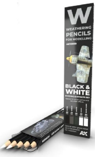 Picture of Weathering Pencils: Black & White Shading & Effects Set (5 Colors)
