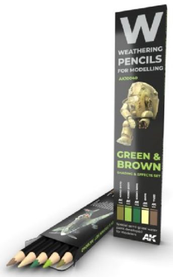 Picture of Weathering Pencils: Green & Brown Shading & Effects Set (5 Colors)