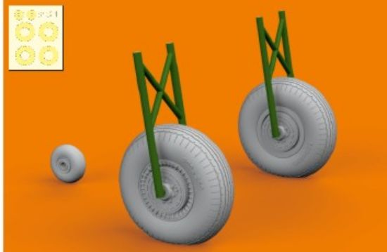 Picture of 1/48 Aircraft- IL2 Wheels for ZVE (Mask & Resin)