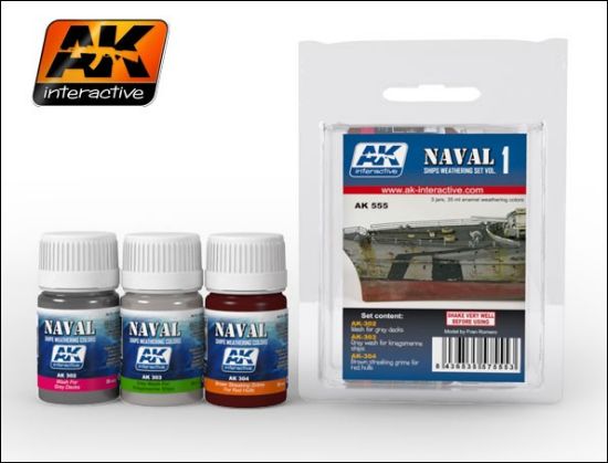 Picture of AK Interactive Naval Ships Weathering Vol.1 Enamel Paint -- Hobby