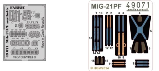 Picture of 1/48 Aircraft- Seatbelts Fabric-Type MiG21PF for EDU (Painted) (D)
