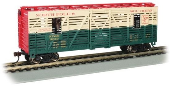 Picture of HO 40' Animated Stock Car Christmas North Pole & Southern #12040 w/Reindeer