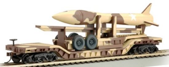 Picture of HO 52' Center Depressed Flat Car w/Missile (Desert Camo)