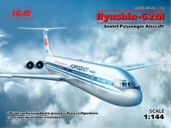 Picture of Ilyushin IL62M Soviet Passenger Aircraft -- Plastic Model Airplane Kit -- 1/144 Scale -- #14405