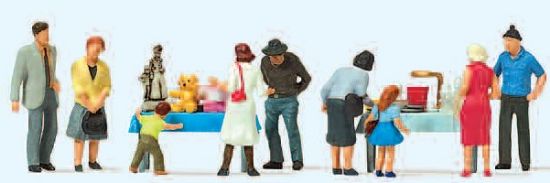 Picture of Preiser KG Pedestrians -- Flea Market pkg(9) - HO-Scale Model Train