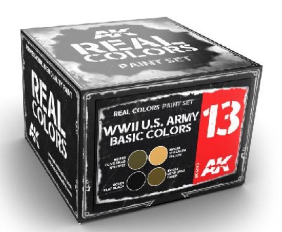 Picture of Real Colors: WWII US Army Basic Acrylic Lacquer Paint Set (4) 10ml Bottles