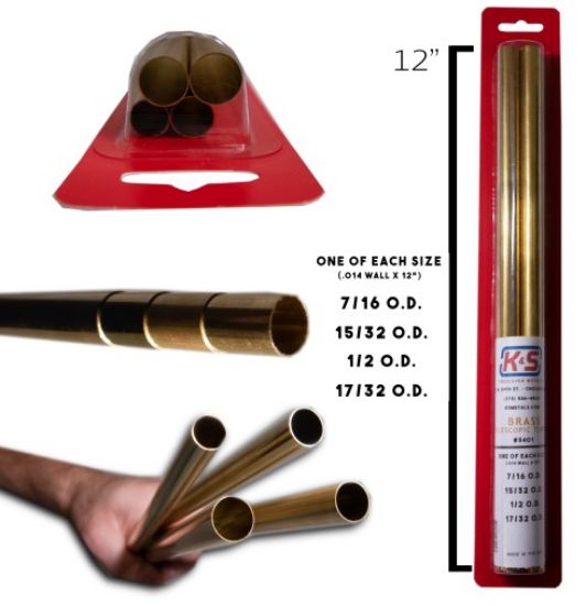Picture of 7/16 thru 17/32"x12" Brass Telescopic Tubing 0.14 Wall (4pc)