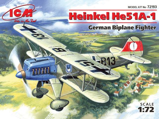 Picture of Heinkel He51A1 Fighter -- Plastic Model Airplane Kit -- 1/72 Scale -- #72193