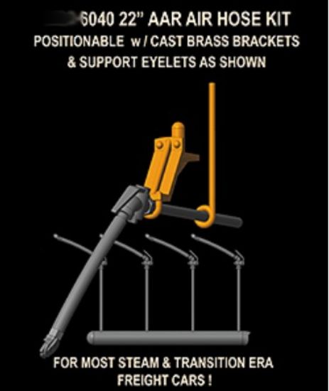 Picture of HO AAR 22" Real Rubber Air Hoses w/Separate Brackets (4)