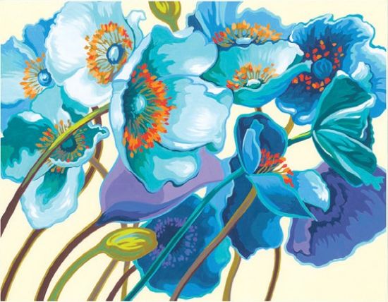 Picture of Blue Poppies (Flowers) Paint by Number (11"x14")