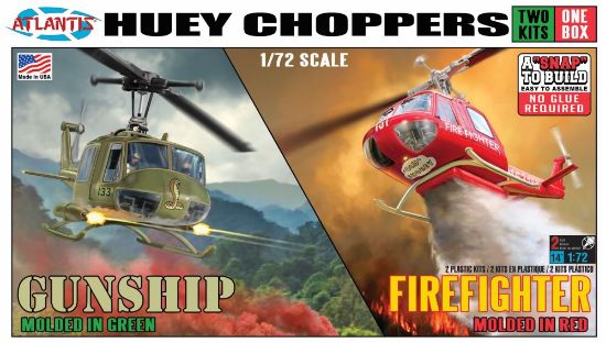 Picture of 1/72 Huey Choppers (2): US Army Gunship & Firefighter Helicopter (Snap)