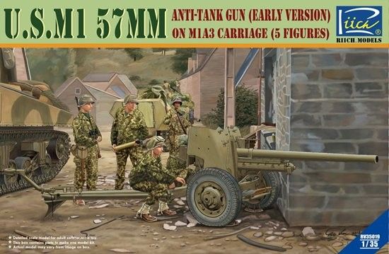 Picture of US M1 57mm (Early Version) Anti-Tank Gun -- Plastic Model Military Vehicle Kit -- 1/35 -- #35019
