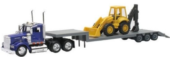 Picture of NewRay 143 Trailer Kenworth W900 with Backhoe Loader 1/43 Scale Replica