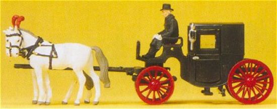 Picture of HO Horse Drawn Black Coach w/Rider