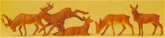 Picture of Preiser kg Deer (5) -- Model Railroad Figures -- HO Scale -- #14179