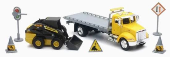 Picture of 1/43 Peterbilt Flatbed Truck w/New Holland L228 Skid Steer Loader (Die Cast)