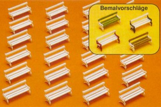 Picture of Preiser kg Park Benches -- N Scale Model Railroad Building Accessory