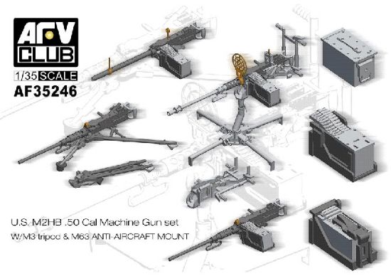 Picture of AFV Club US M2HB .50cal Machine Gun -- Plastic Model Artillery Kti