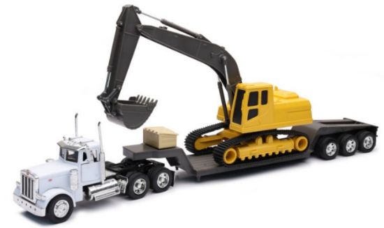Picture of New Ray Peter bilt Model 379 Truck with Backhoe Set 1/32