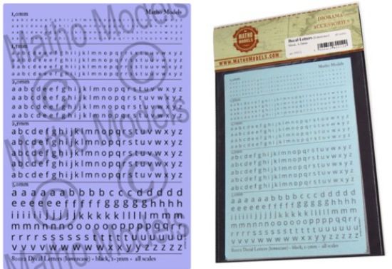 Picture of Multi-Scale Black Lower Case 1-3mm Letters Decal
