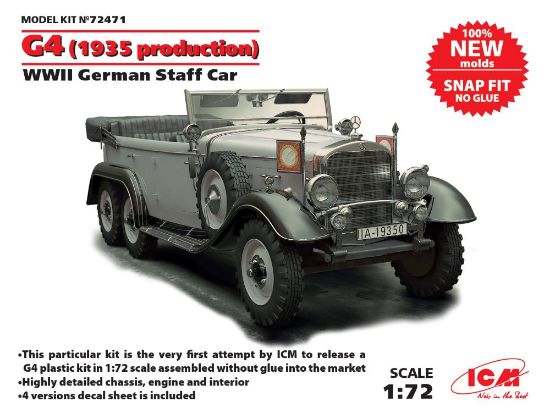 Picture of WWII German G4 1935 Production Staff Car -- Plastic Model Military Vehicle -- 1/72 Scale -- #72471