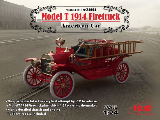 Picture of American Model T 1914 Fire Truck (New Tool) -- Plastic Model Truck Kit -- 1/24 -- #24004