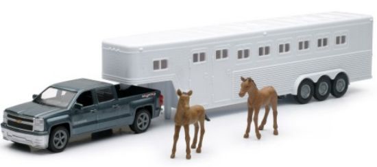 Picture of 1/43 Chevrolet Silverado Extended Cab Pickup Truck w/Horse Trailer (Die Cast)