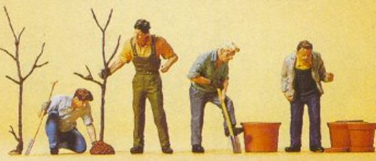 Picture of Preiser kg People Working Men Planting Trees (4) -- Model Railroad